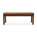 Austin Mid-Century Modern Antique Tan Leather Bench with Solid Wood Legs and High-Density Foam Cushion