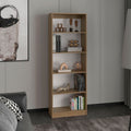 Home Four Shelves Bookcase With Multi-Tiered Storage, Natural Oak