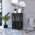 Espresso 1-Drawer 12-Bottle Wine Cabinet Carbon