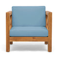Mid-Century Modern BRAVA Club Chair with Water-Resistant Cushions in Teak Acacia Wood, 30.25x30.25x26.50 inches