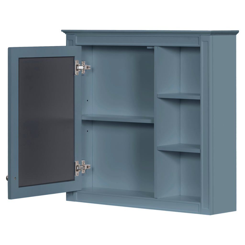 Modern Blue Wall-Mounted Medicine Cabinet with Mirror, 30'' x 28'', MDF Construction, Adjustable Shelves, Rectangular Design