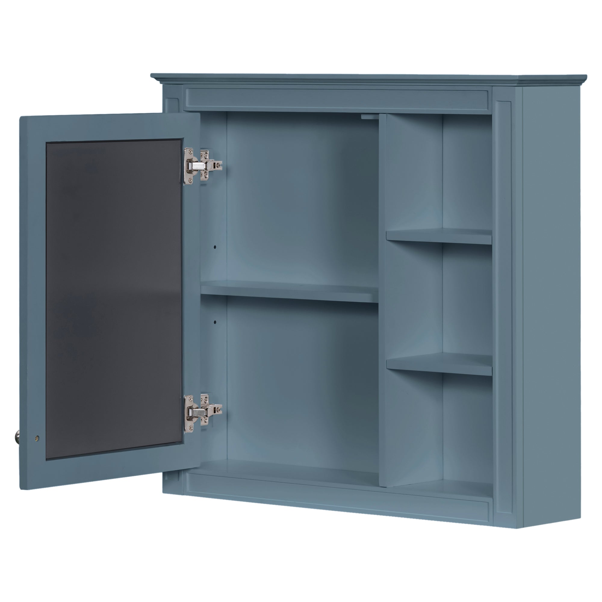 Modern Blue Wall-Mounted Medicine Cabinet with Mirror, 30'' x 28'', MDF Construction, Adjustable Shelves, Rectangular Design