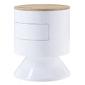 White High Gloss and Natural 1-drawer Drum Nightstand