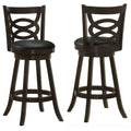 Cappuccino Swivel Bar Stool Set of 2 in Espresso Finish with Black Leatherette Seat and Wooden Frame