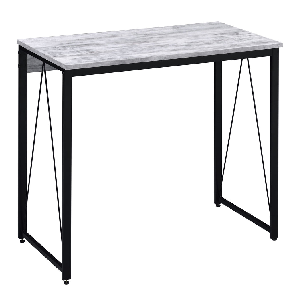 Antique White and Black 35.5' Writing Desk with Metal Sled Base