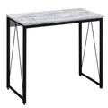 Antique White and Black 35.5' Writing Desk with Metal Sled Base