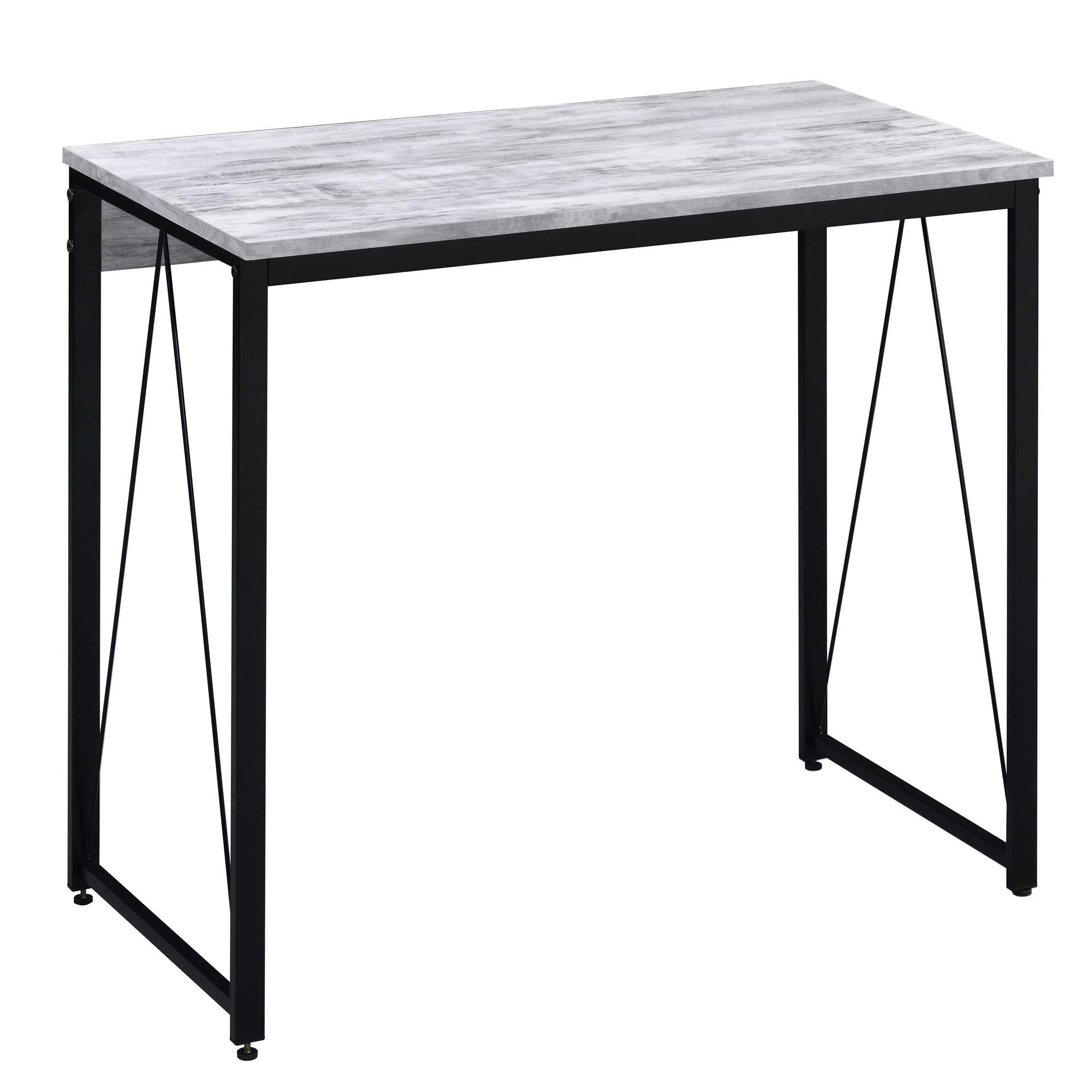 Antique White and Black 35.5' Writing Desk with Metal Sled Base