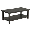 Castleton Distressed Java Wood Coffee Table with Shelf in Distressed Brown, Wood Construction, 47.25 x 24 x 18.25 inches