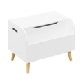 Wooden Toy Box with Front Bookshelf, Flip-Top Lid, Safety Hinge for Kids Room Organization in White, Solid Wood & MDF Construction, 23.62'' W x 15.75'' D x 17.13'' H
