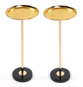 2P, Adjustable Side Table, Small Tea Martini Table, Gold, Natural Marble Decorative Pedestal End Table for Display and Storage