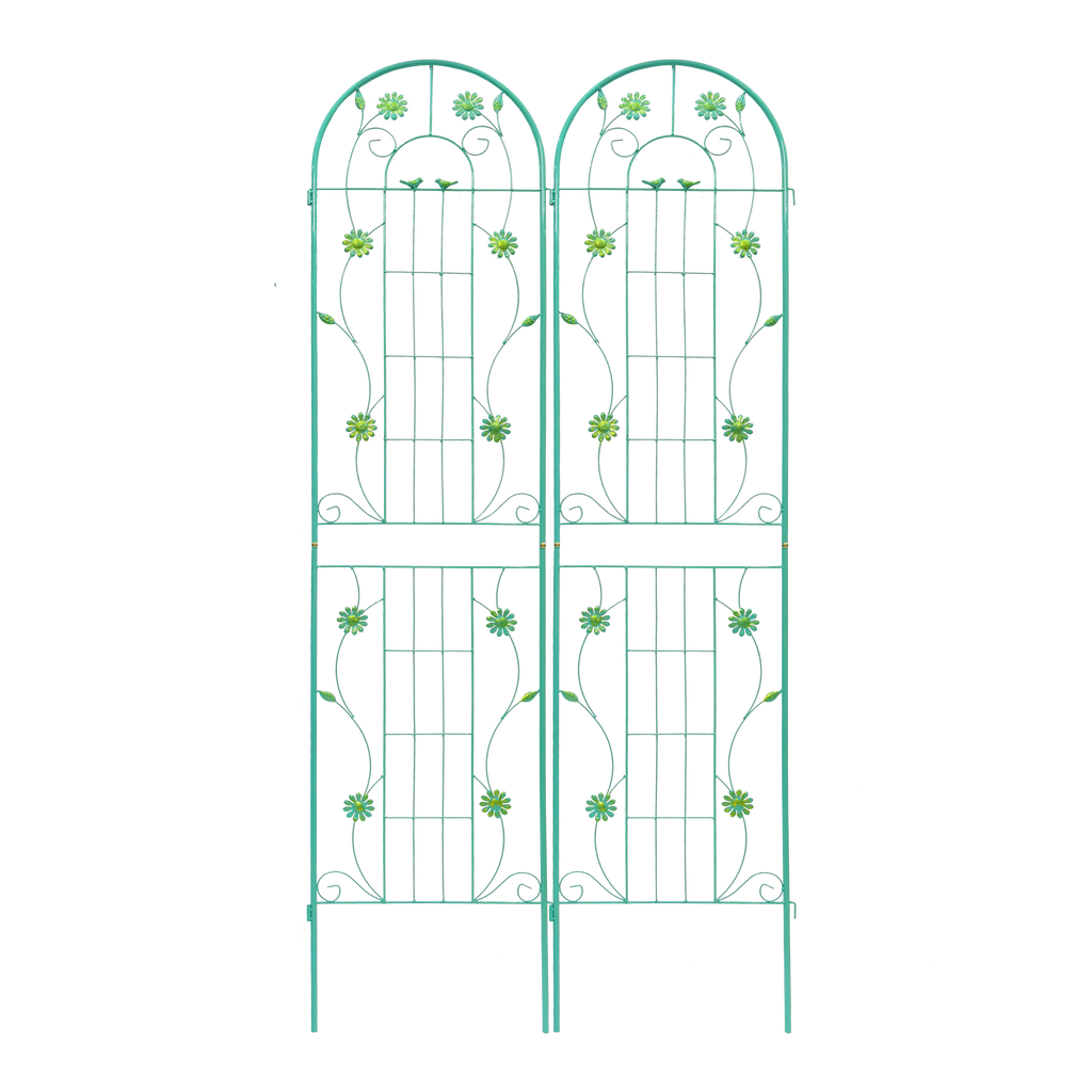 4 Pack Metal Garden Trellis 86.7' x 19.7' Rustproof Trellis for Climbing Plants Outdoor Flower Support Green