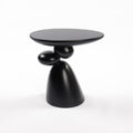 Lucky Stone Modern Minimalist Corner Table, Fiberglass Coffee Table in Black, 20.1 x 11.4 x 19.7 inches