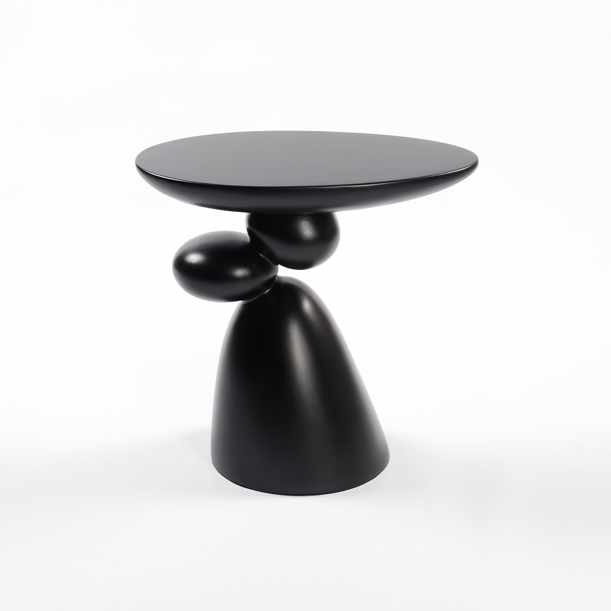 Lucky Stone Modern Minimalist Corner Table, Fiberglass Coffee Table in Black, 20.1 x 11.4 x 19.7 inches