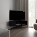 Lancaster Corner Tv Stand, With Two Shelves And Two Cabinets, Black
