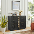 Mid Century Modern Fluted Hollowed Out Liquor Cabinet, Buffet Cabinet with Wine Glass Holder & Wine Rack, Storage Cabinet for Living Room, Entryway, Hallway, Dining Room, Kitchen