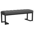 Mira Charcoal Boucle Upholstered Tufted Accent Bench: Modern Storage Bench with Textured Fabric, Black Metal Frame, and Comfortable Foam Cushioning