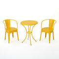 Bright Finish COLMAR 3 PC KD Metal Bistro Set Iron Yellow 24.25x24.25x30 inches