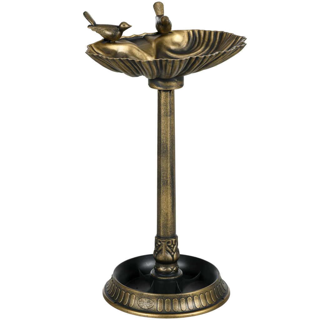 Outsunny 32' Antique Bird Bath with Pedestal Flower Planter Base, Vintage Style, Bronze, Polypropylene