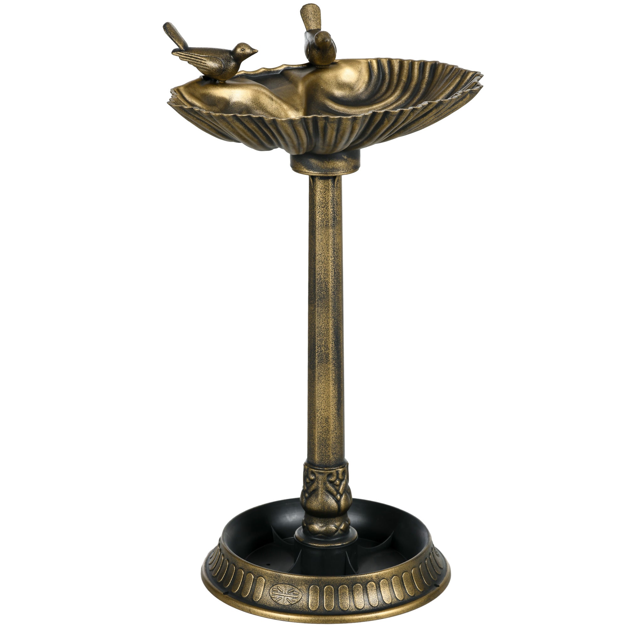 Outsunny 32' Antique Bird Bath with Pedestal Flower Planter Base, Vintage Style, Bronze, Polypropylene
