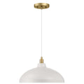 Astral Single Light Pendant Lamp with Gold Brass Finish for Entrance or Kitchen Island, White, Brass, 14.1'D x 8'H