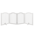 White Solid Wood 4-Panel Freestanding Pet Gate, 27.6' Tall with Foldable Design and Support Feet for Stairs, Doorways, Halls, Kitchens