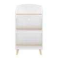 Kids Bookshelf 3-Tier White Book Organizer with Toy Storage, MDF and Pine Wood Legs