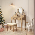 Ashley Wood Make-Up Vanity Table and Stool Set, Ashley Wood Makeup Vanity Table and Stool Set, Gold