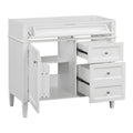 Modern White Bathroom Vanity with 2 Drawers and Tip-out Drawer, Solid Wood Frame, 36'' Storage Cabinet with Textured Handle and Adjustable Shelf