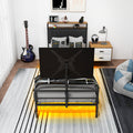 Twin Size Gaming Bed With a Rotating TV Mount Suitable for 65 Inch TVS  And Metal Mesh Frame,Vented Console Storage, iron bed with Led and  Powercoard