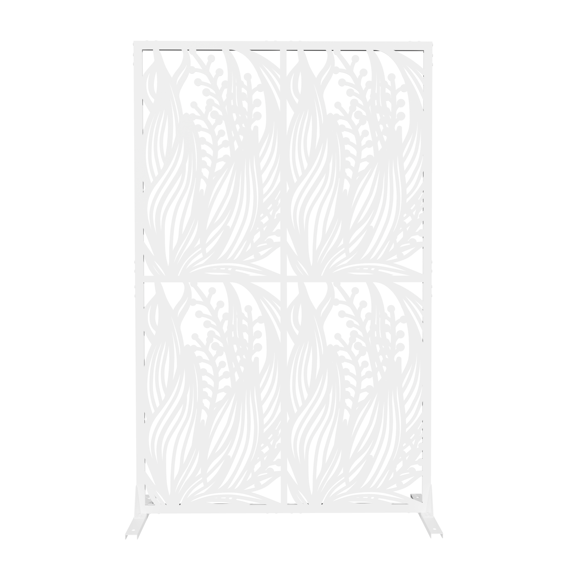 Metal Privacy Screens W3.8Ft X H6Ft Outdoor and Indoor Divider with Free Standing Decorative Privacy Screen for Balcony Patio Garden Room Divider, White Leaf Shape