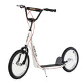 Aosom Youth Scooter Kick Scooter for Kids 5+ with Adjustable Handlebar 16' Front and Rear Dual Brakes Inflatable Wheels, White