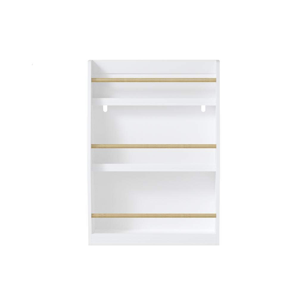 3 Tier Kids Book Shelf, White MDF & Pine Wood Storage Rack for Bedrooms, Playrooms, and Classrooms