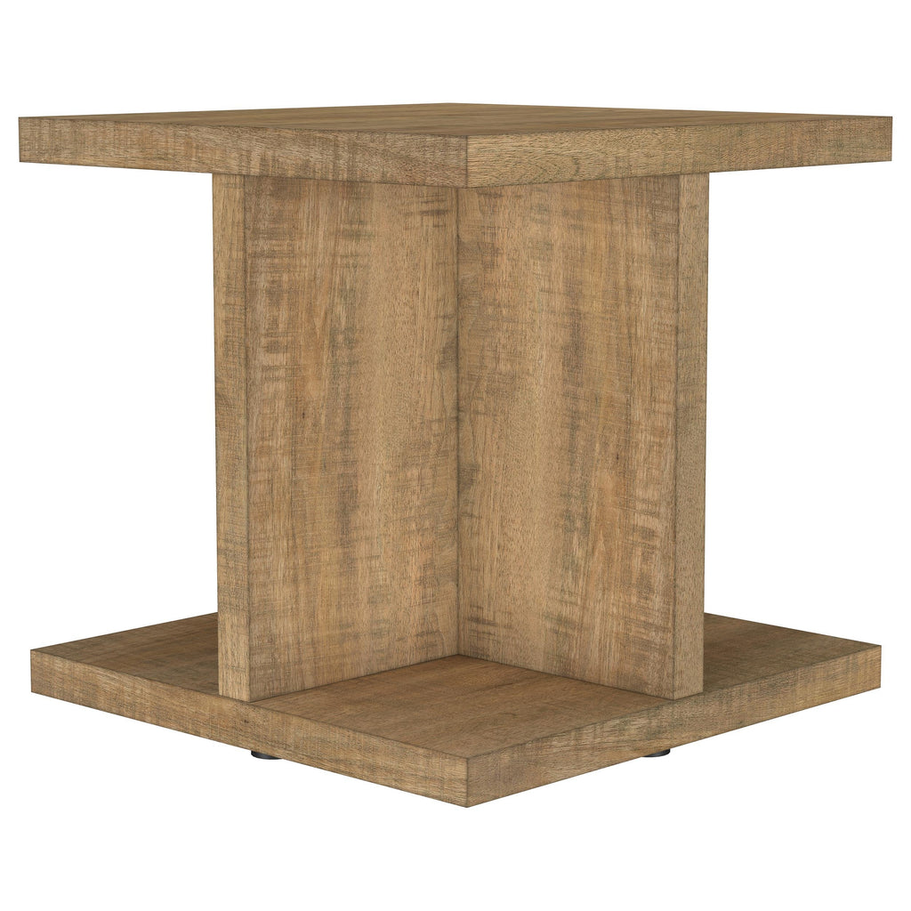 Metron Mango Square End Table: Modern Storage Side Table in Mango Finish Engineered Wood, 23.5in L x 23.5in W x 23in H
