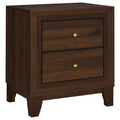 Anza Walnut 2-Drawer Nightstand Bedside Table with Smooth Storage and Wood Grain Finish in Walnut on Engineered Wood
