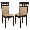 Beige and Cappuccino Upholstered Side Chairs Set of 2 in Microfiber with Tropical Wood Frame