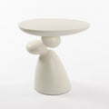 Lucky Stone Modern Minimalist Corner Table, Fiberglass Coffee Table in Milk White, 20.1 x 11.4 x 19.7 Inches