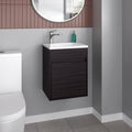 Furman Bathroom Vanity With Single Door And Open Shelf, Compact Floating Sink Base Cabinet, Black