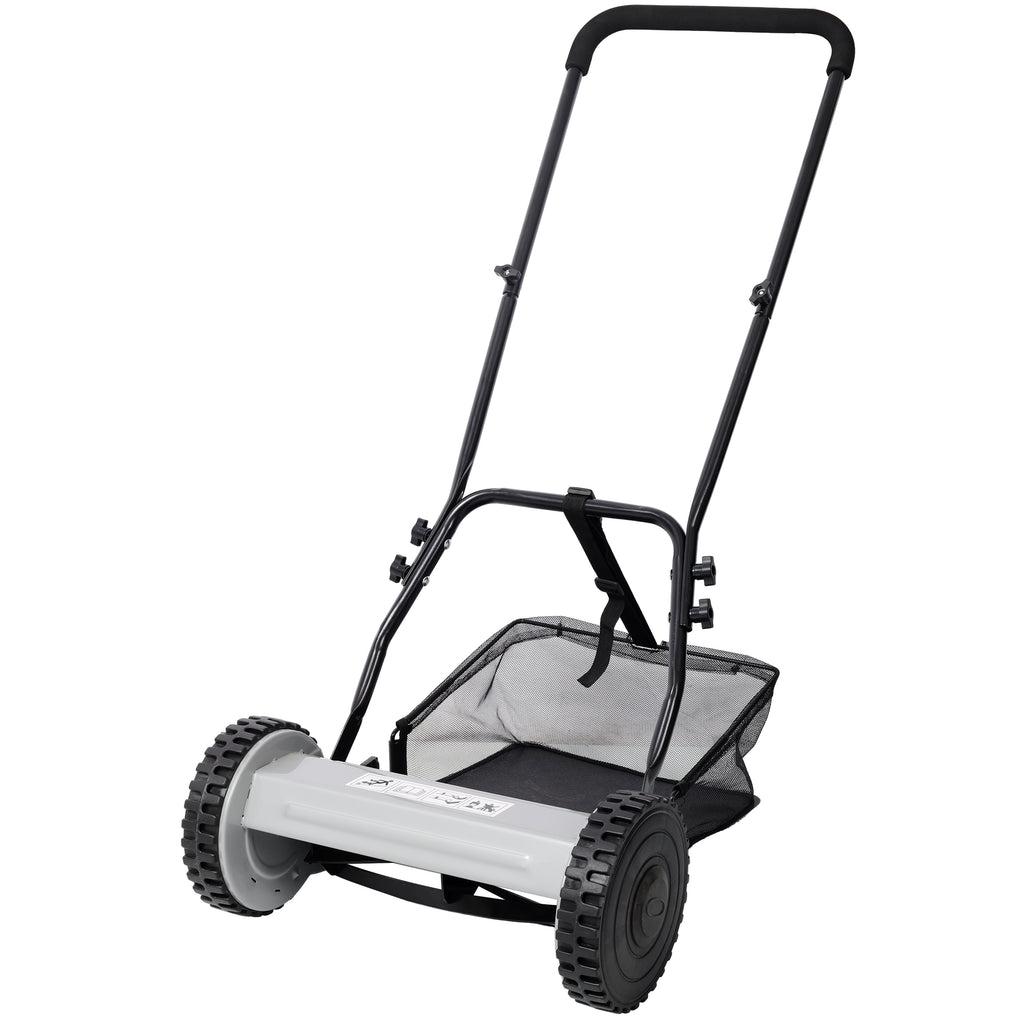 14-Inch 5-Blade Push Reel Lawn Mower with Grass Catcher, GRAY COLOR