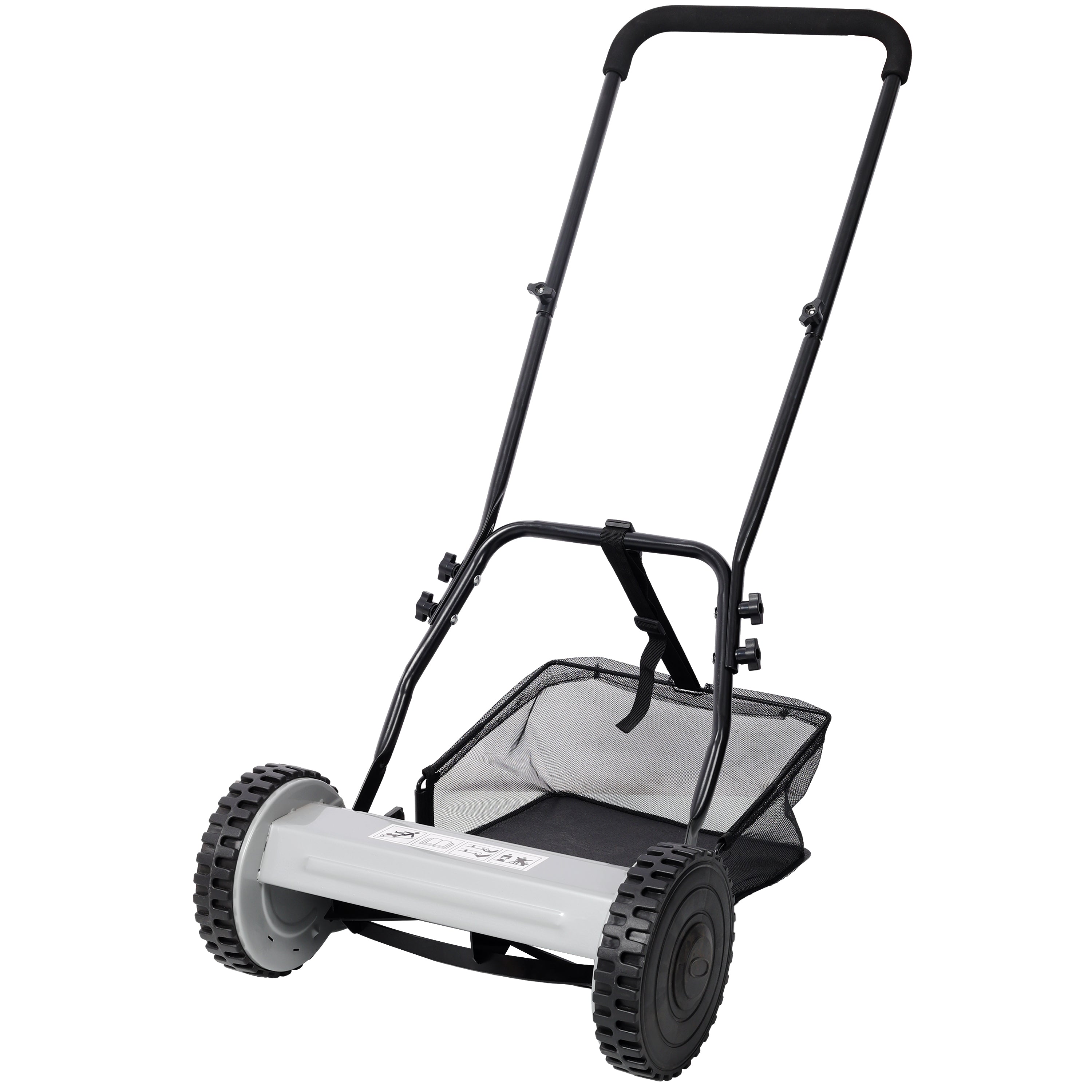 14-Inch 5-Blade Push Reel Lawn Mower with Grass Catcher, GRAY COLOR