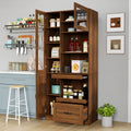 Kitchen Hutch Cabinet  Farmhouse Kitchen Hutch Buffet Cabinet with Microwave Stand, Freestanding Buffet Sideboard Coffee Bar Cabinet