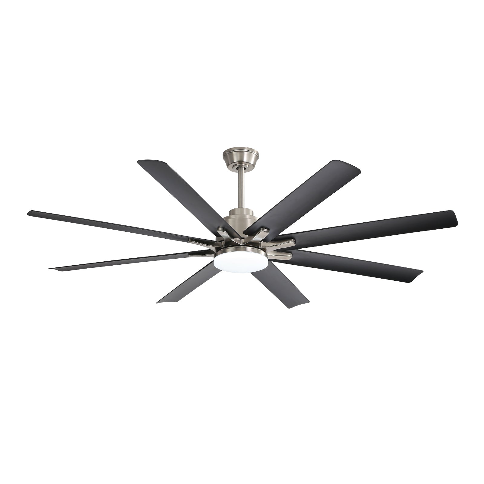 66 Inch Modern Ceiling Fan with Dimmable LED Light, Reversible DC Motor, Smart Remote Control in Nickel Finish, ABS Blades for Living Room, Bedroom, Patio