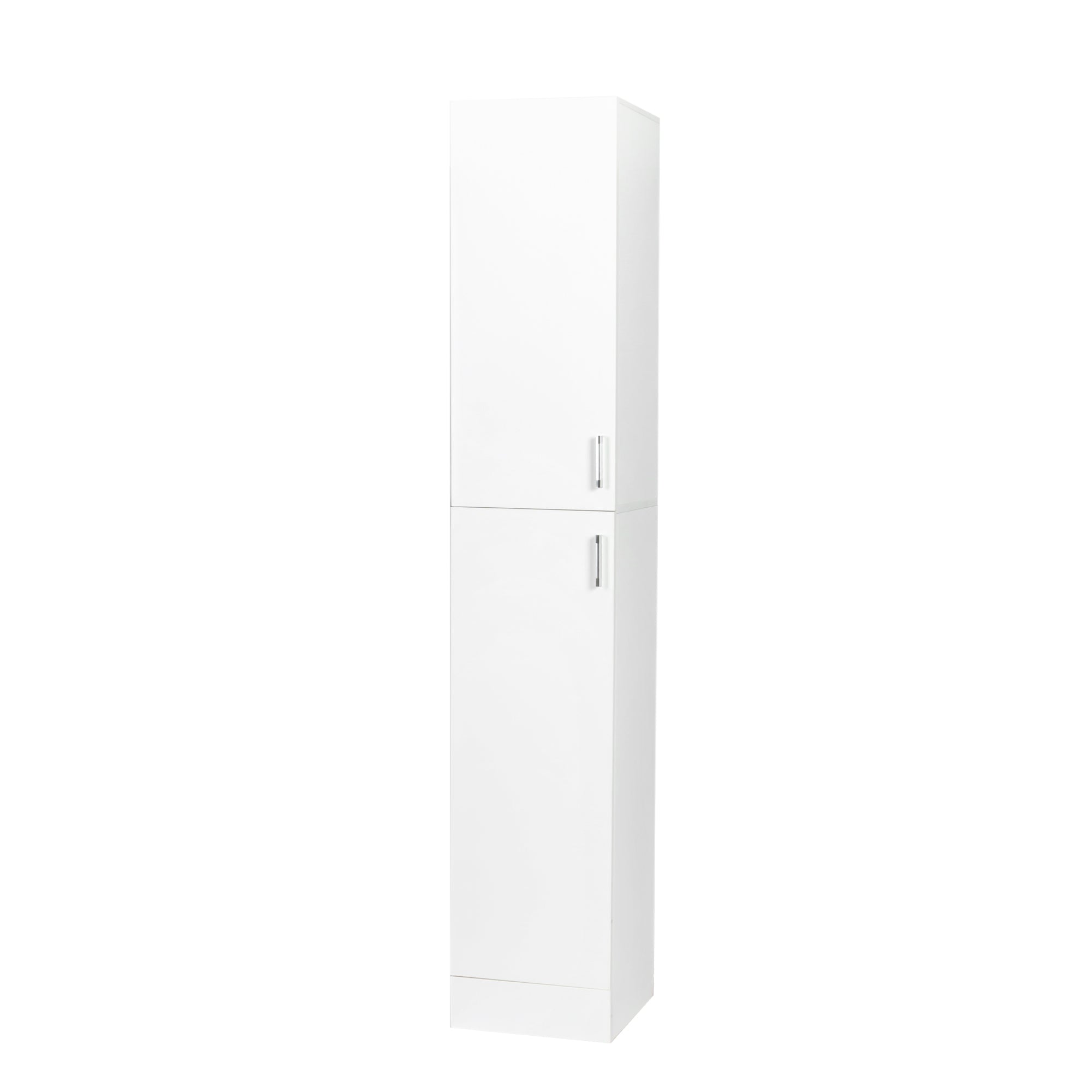 Elegant White Freestanding Cabinet with Inadjustable Shelves and Two Doors for Kitchen and Dining Room