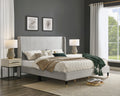 Rozitta Light Gray Fabric Wingback Platform Bed, King