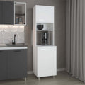 White Kitchen Pantry with Open Storage and 2 Doors