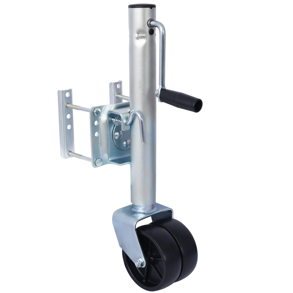 1500lbs Trailer Jack with Double Wheel, Adjustable 12' Lift Travel, Boat On for Boat RV Utility, Swivel Tongue Towing Dual Wheel