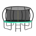12FT Recreational Kids Trampoline with Safety Enclosure Net & Ladder and flag parts ,Outdoor Recreational Trampolines