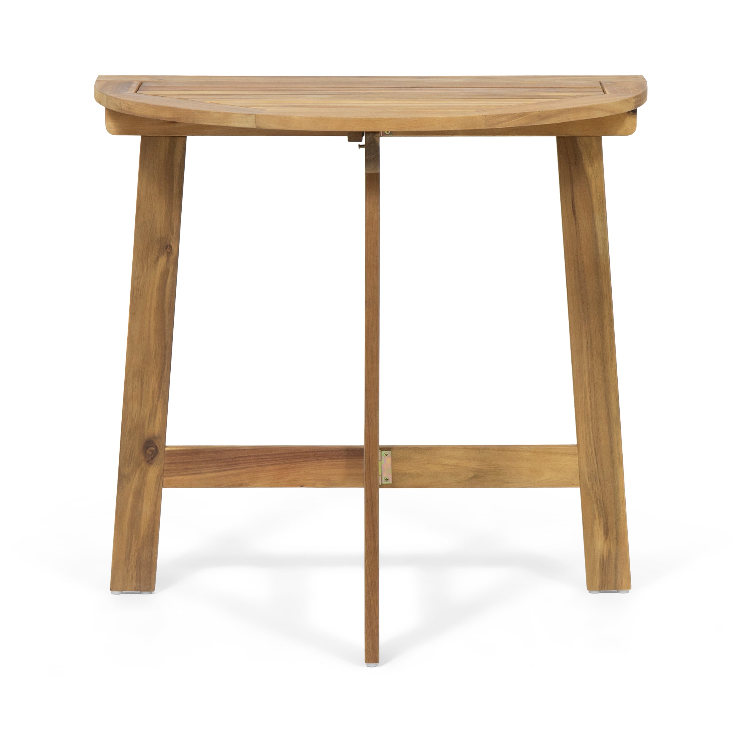 Outdoor Half-Round Folding Acacia Wood Bistro Table, Natural Finish