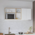 Corinto 59' Wide  Two - Door Wall Cabinet with Four Shelves, Drying Rack Dish for Kitchen, Garage, Laundry Room White - Natural Oak