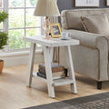 Athens Contemporary Wood Shelf Side Table in White Finish