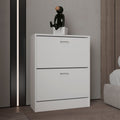 Inola Two-Door Shoe Rack Cabinet With Adjustable Shelves, Modern Storage Organizer, White